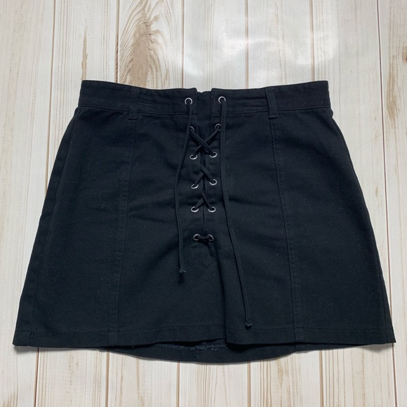 Fashion Nova Dresses & Skirts - Black Tie Up & Zipper Mini Skirt Fashion Nova Dresses & Skirts - Black Tie Up & Zipper Mini Skirt